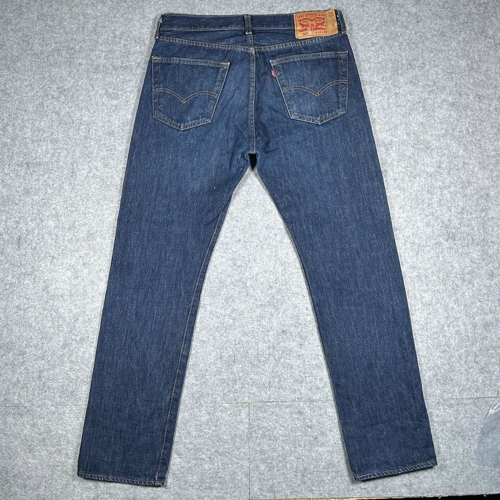 Levis 501 Denim Jeans Mens Size 33x30 (32x31) Dark Washed Waterless Straight Leg